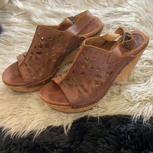 Ariat Brown Platform Leather Wedge Sandals Sz 8.5